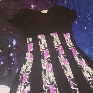 Avital, Small, Black,Purple/White,